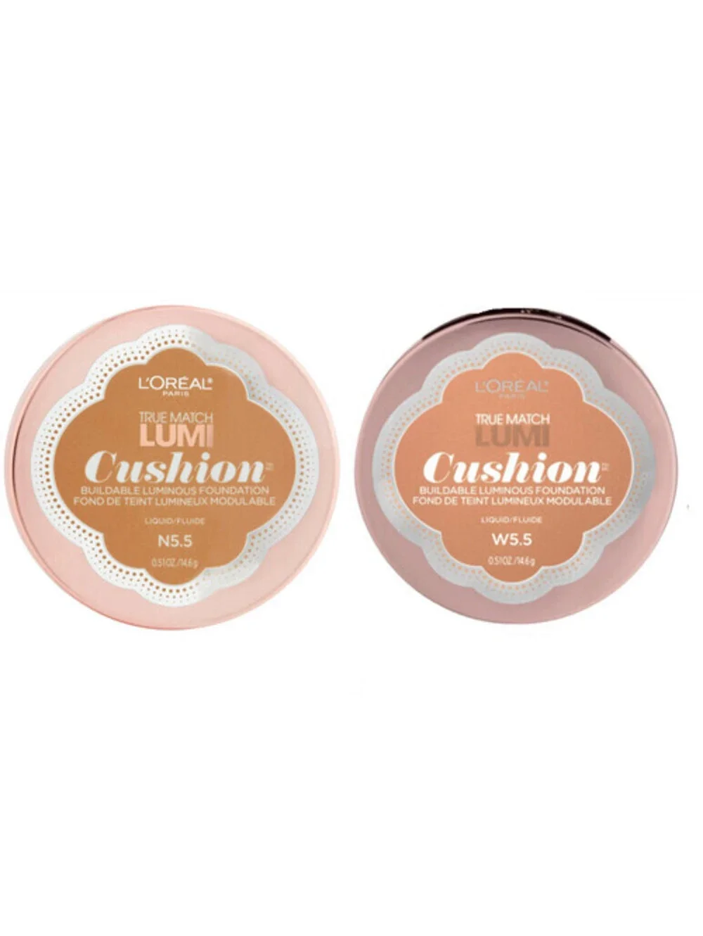 2-Pack L'Oreal True Match Lumi Cushion Liquid Foundation N5.5 Beige W5.5 Suntan